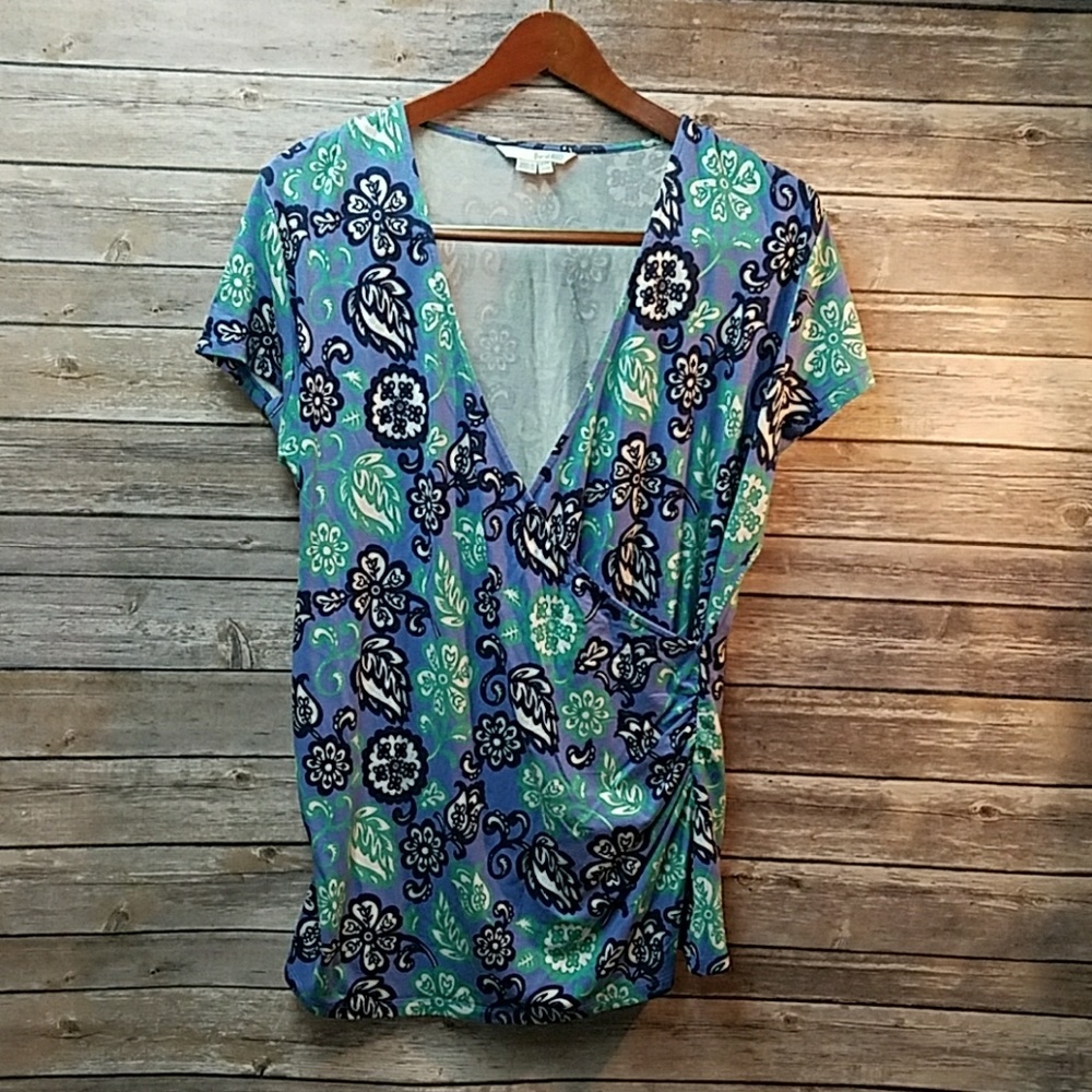 Boden faux wrap stretch knit top as 16R
